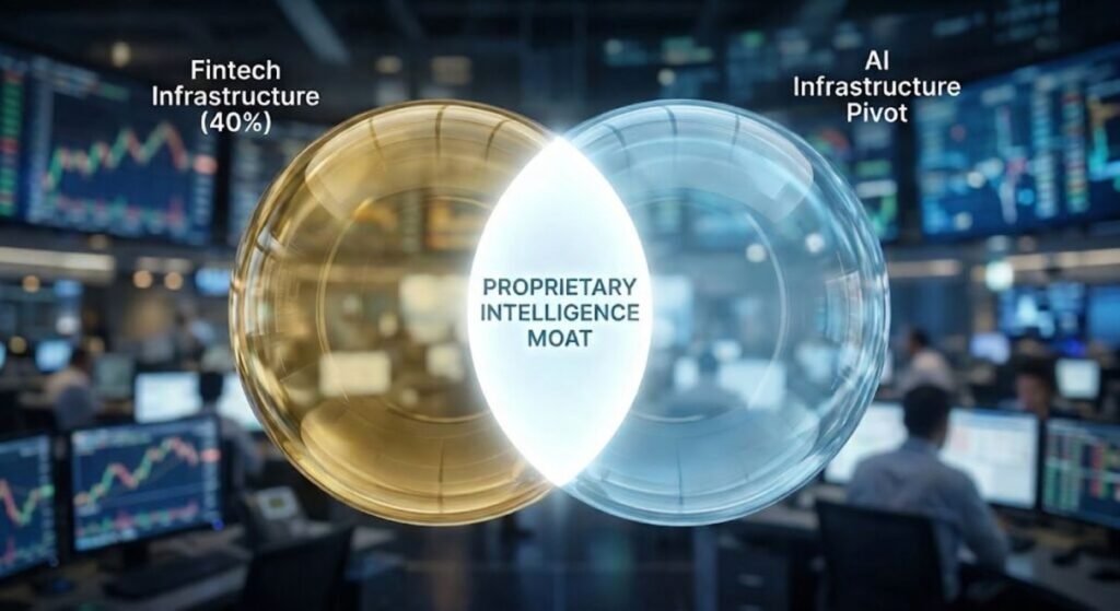 Venn diagram showing Kunal Shah's strategic pivot from fintech to AI infrastructure in 2026.