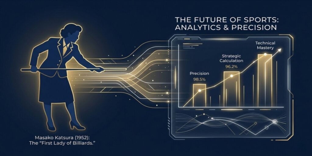 A modern infographic representation of the "Technical Parity" principle, using Masako Katsura’s 1952 stats as the foundational data point.