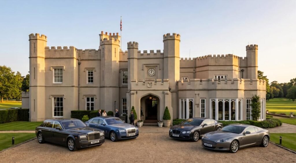 The exclusive gates of Wentworth Club with institutional branding.