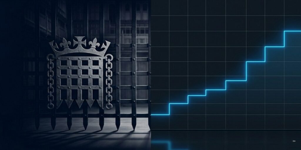 Step-line financial data chart tracking Mhairi Black's statutory MP salary increases by fiscal year from 2015 to 2024, showing the growth from seventy-four thousand pounds to over ninety-one thousand pounds.